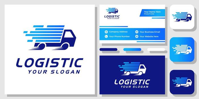 car-box-truck-logistic-courier-delivery-shipping-express-cargo-logo-design-with-business-card-template-vector